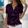 2025 Summer New Fashion Women's Flower Printed Short Sleeve V-neck Casual Button-down Shirt Top