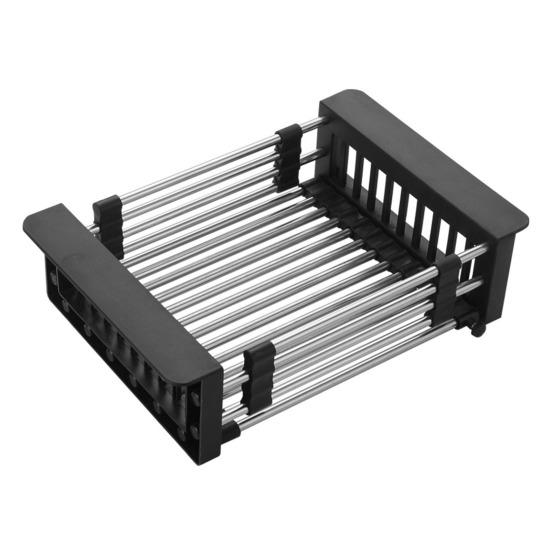 Stainless Steel Adjustable Expandable Rack Multifunctional Kitchen Sink Drain Basket with Dish Drying & Rinsing Non-Slip