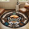 S Natural Wolf Round Rug Nonslip Area Rug Office Chair Mat Carpet For Living Room Bedroom Home Decor