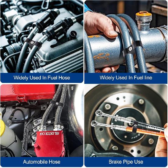 Jikvmi 4 PCS Hose Separator Clamp, Fuel Line Mounting Clamp, Fit for Fuel Line, Oil Line, Brake Line, Water Pipe and Gas Line, ABS+PC,Black (4, AN6)