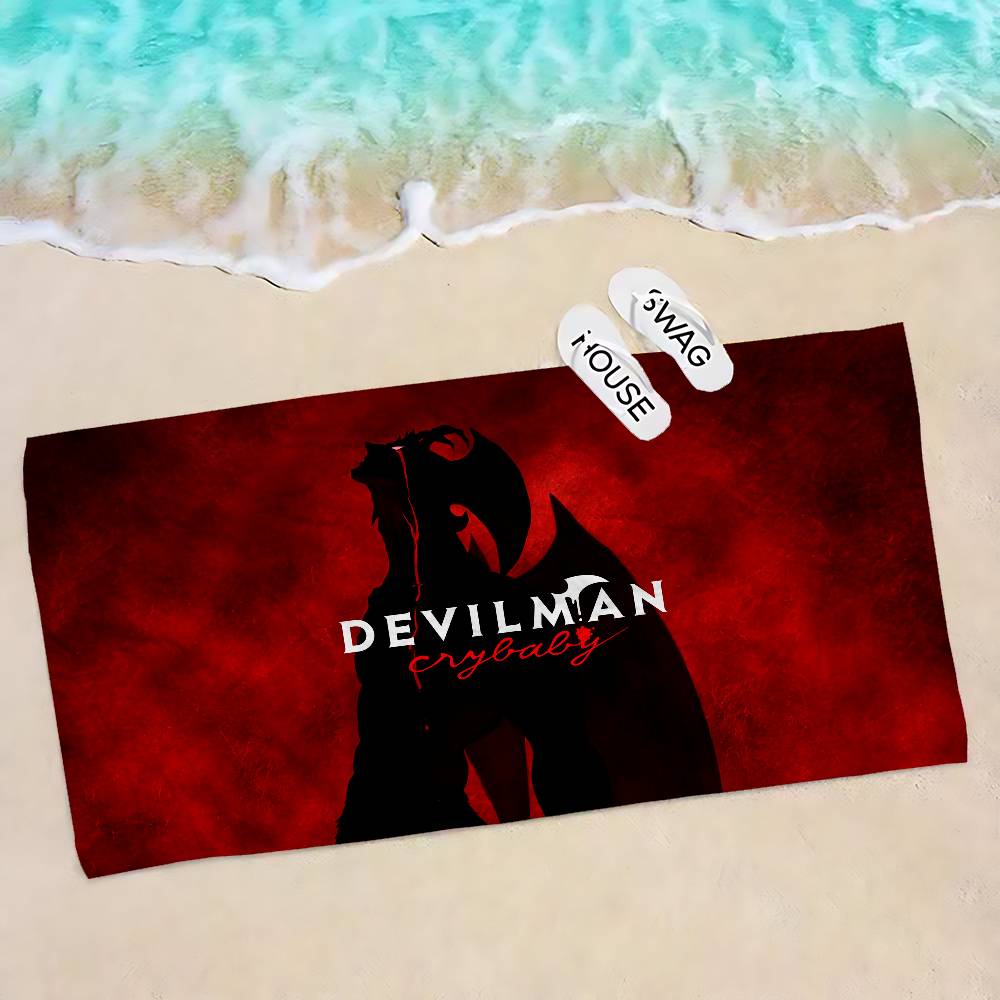 Devilman Crybaby Anime Bath Towel Microfiber Soft Water Absorbing Breathable For Girl Kids Decorative Cartoon Beach Towel