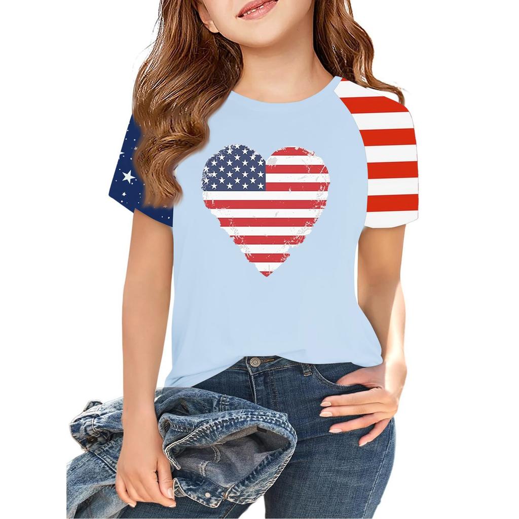 Tops For Youth Kids Boy And Girls 2-10 Years Round Neck Short Sleeve Trendy Tops