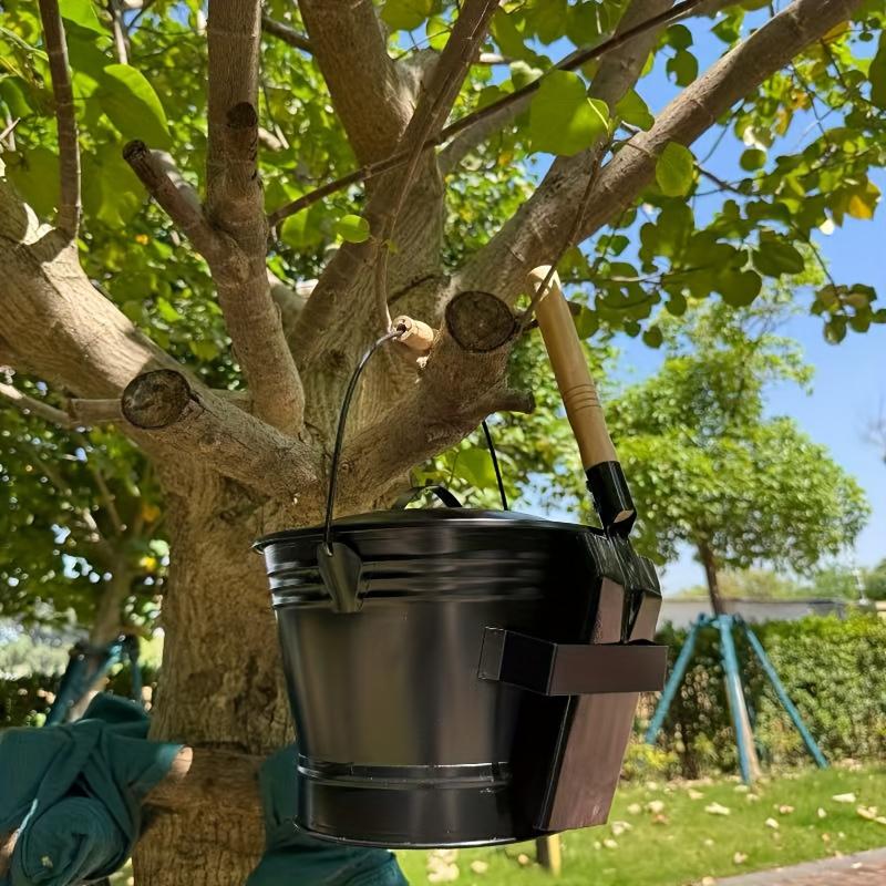 2PCS/SET Household Iron Fireplace Scraper Bucket Set for Convenient Ash Cleaning with Iron Bucket Tool Ash Scraper