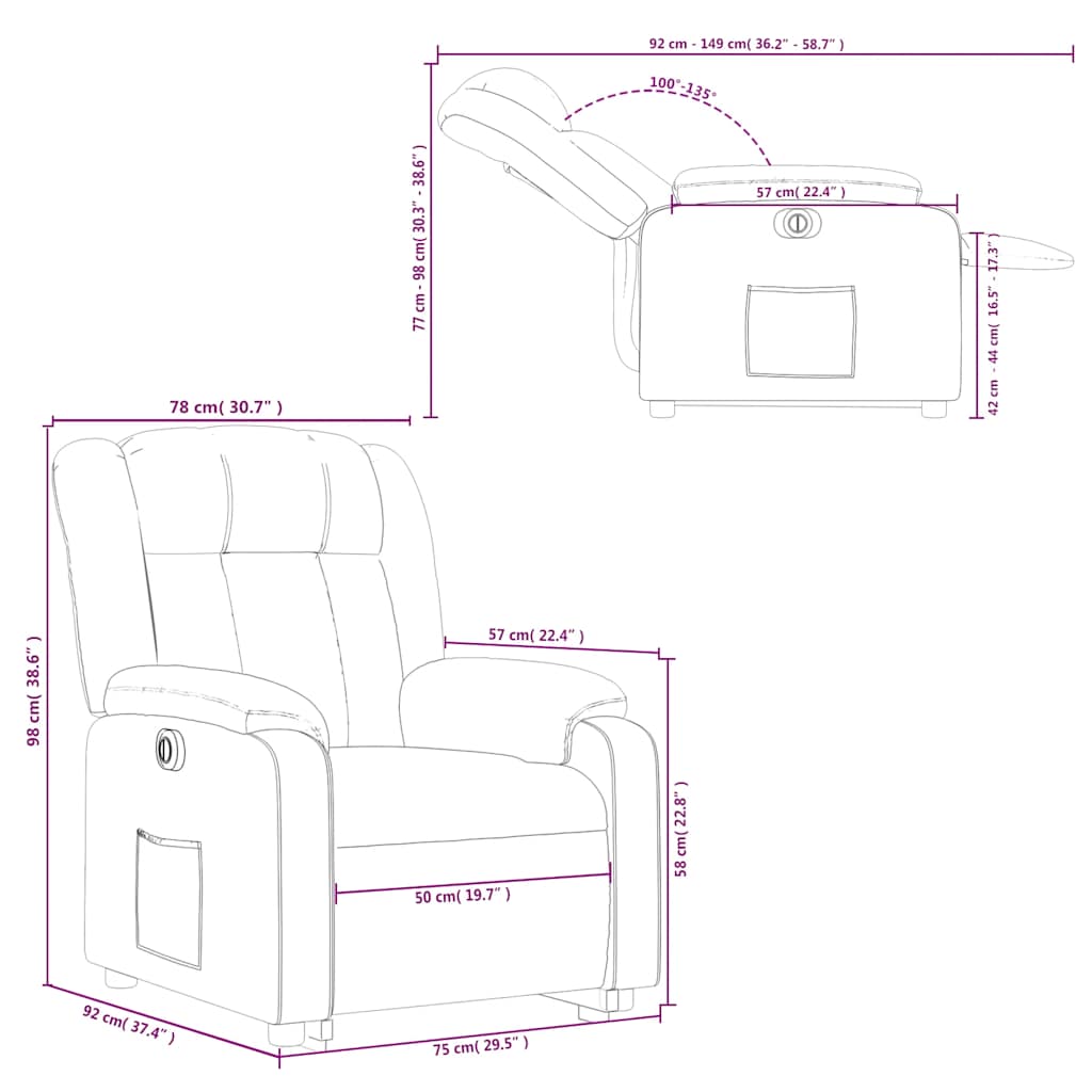 Electric Recliner Chair with Rising Function Dark Green Fabric