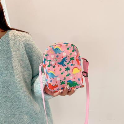 Nova bolsa mensageiro para celular com estampa de dinossauro, bolsa pequena de armazenamento fofa de desenho animado, bolsa mensageiro de ombro casual para sair colorida