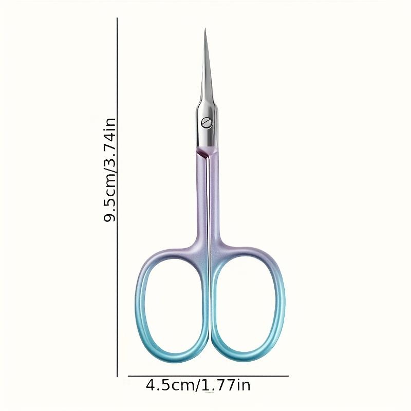Gradient Nail Cuticle Scissors with Sharp Stainless Steel Blades Professional Precision Curved Tip for Nail Foot Brow Lash
