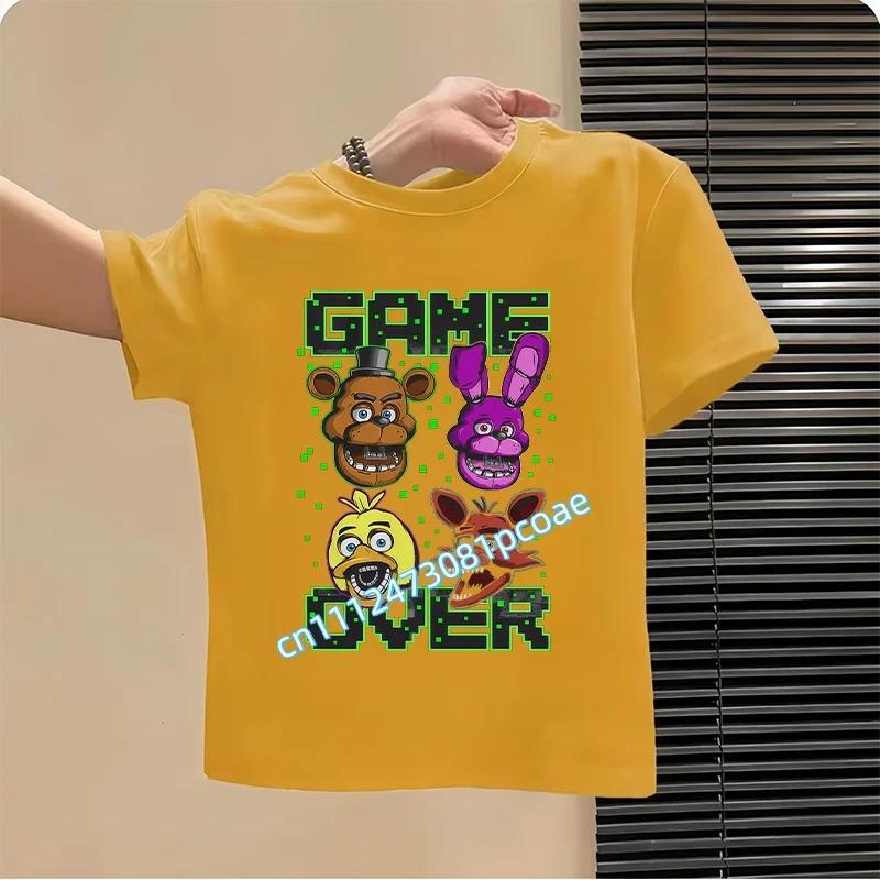 2026 T-shirt per Bambini Five Nights At Freddys Cartone Animato T-shirt Grafica FNAF Top Sportivi Casual per Bambini Maniche Corte Abbigliamento per Bambini