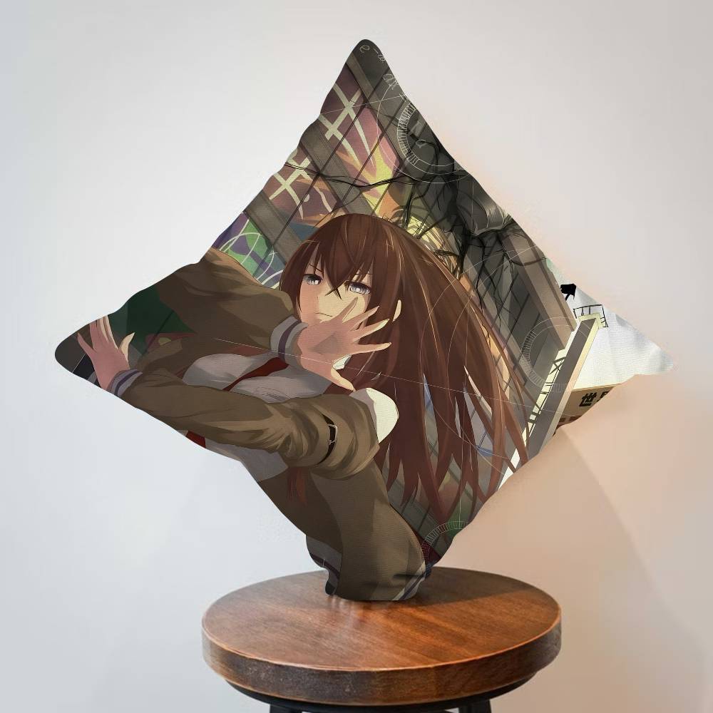 Anime Steins Gate Pillow Gift Home Office Decoration Bedroom Sofa Car Cushion Cover case x