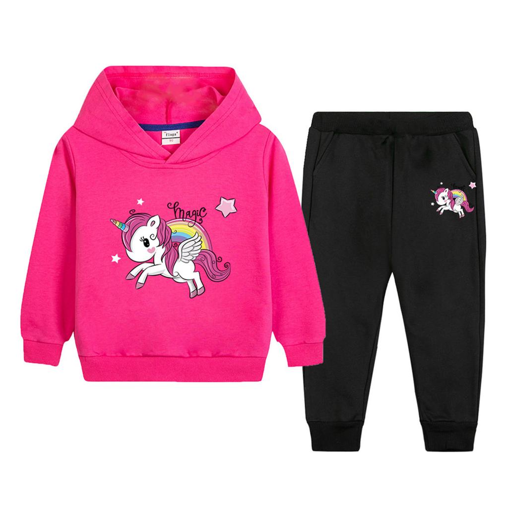 Detské módne súpravy oblečenia Mikina s nohavicami Tepláky Dievčenská mikina s kapucňou 2ks Súprava Jogging Neformálne oblečenie