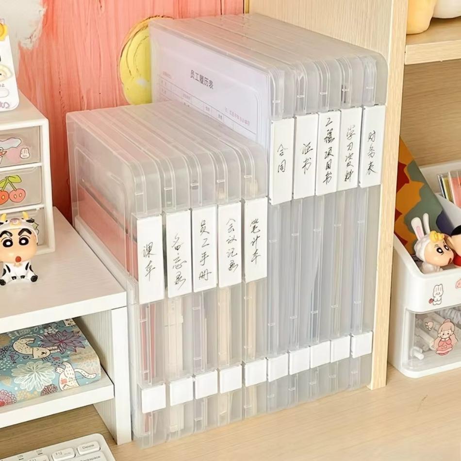 A4 File Storage Box Transparent Double Buckle Plastic Archive Box Waterproof and Dustproof Graduation Certificate Material Box