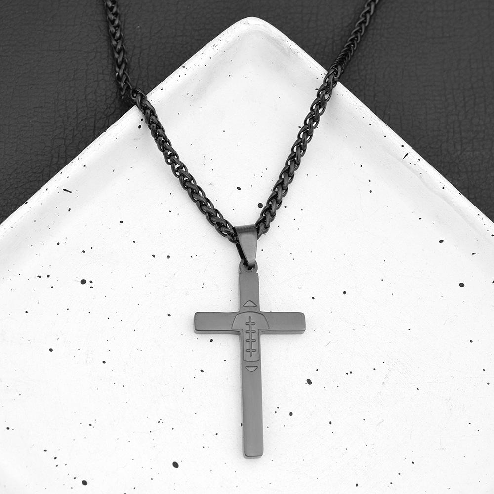 American Football Cross Pendant Necklace Trendy Hip Hop Niche Vacuum Intracranial Plating Does Not Fade