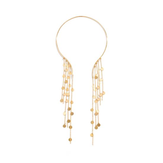 Dlouhý střapec Kovový otevřený choker Hvězda Imitace perlových korálků Střapec Límec Klíční kost Řetízek Náhrdelník Hrudník Tělové šperky pro ženy