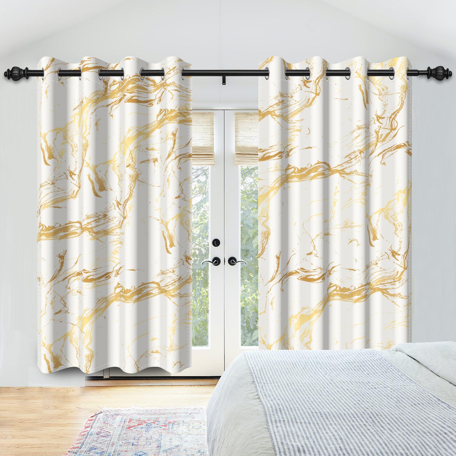 

Minimalist Pattern Blackout Curtains Nature Printed Curtains For Living Room Bedroom Kitchen Zen Style Top Grommet Window Drapes 53x115cm 2pcs&Grommet Top
