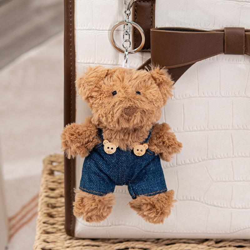 Niedlicher Mini Bär Schlüsselanhänger Weicher Schlüsselanhänger Anhänger Zarte Taschenanhänger Cartoon Bärenpuppen Geschenk für Frauen Kinder und Erwachsene