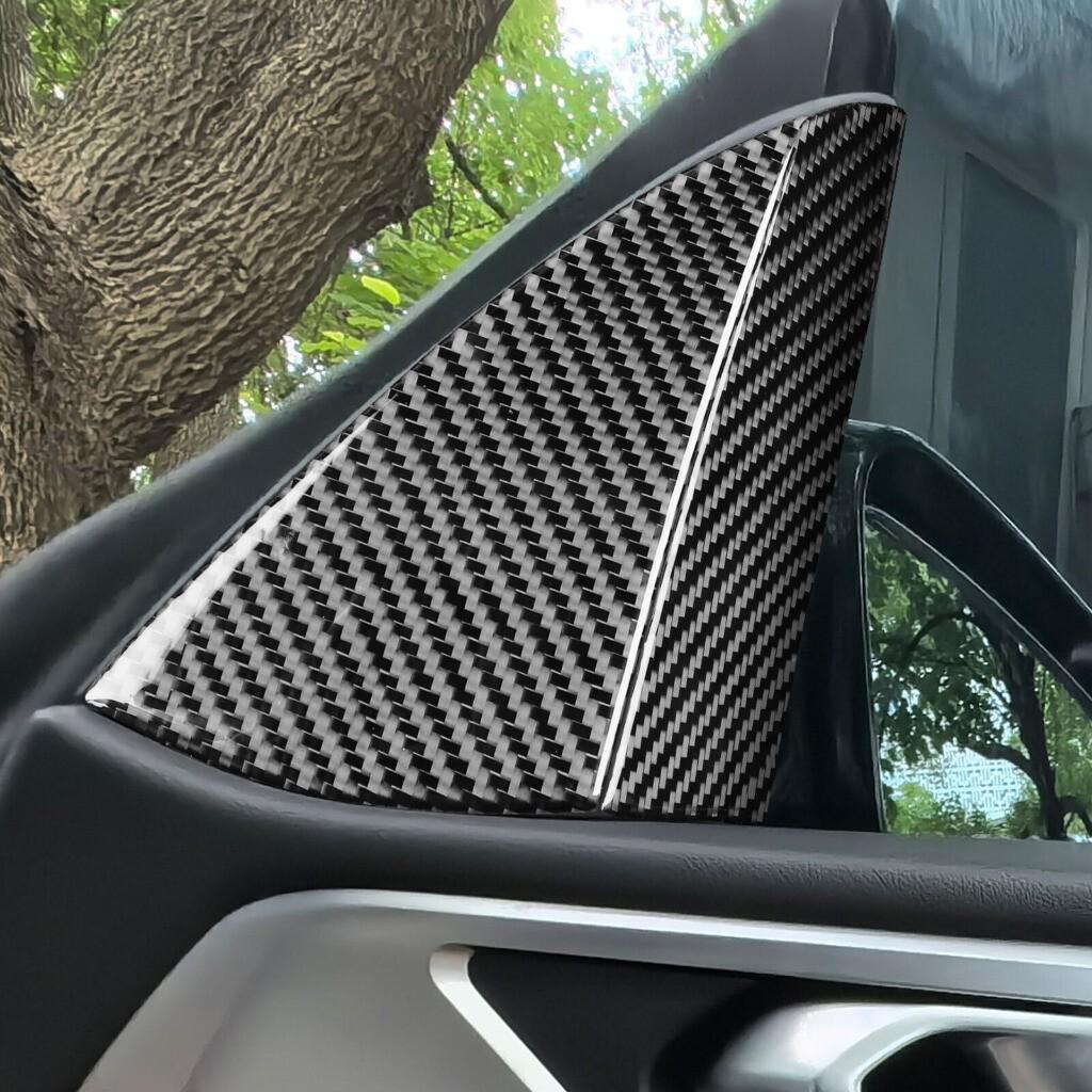 Real Black Carbon Fiber A-pillar Speaker Trim For BMW 4Series M4 G22 G82 G83 21+