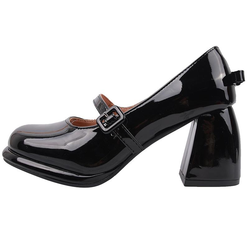 Simple Internet celebrities ins black platform thick heel high heels women's spring and autumn 2025 new retro French Mary Jane shoes