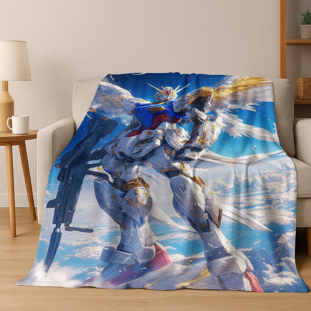 26 Style Gundam Cartoon Robot Flannel Blanket,Warm and Cozy Soft Throw Blanket for Home Bedroom Bed Sofa Picnic Office Cover