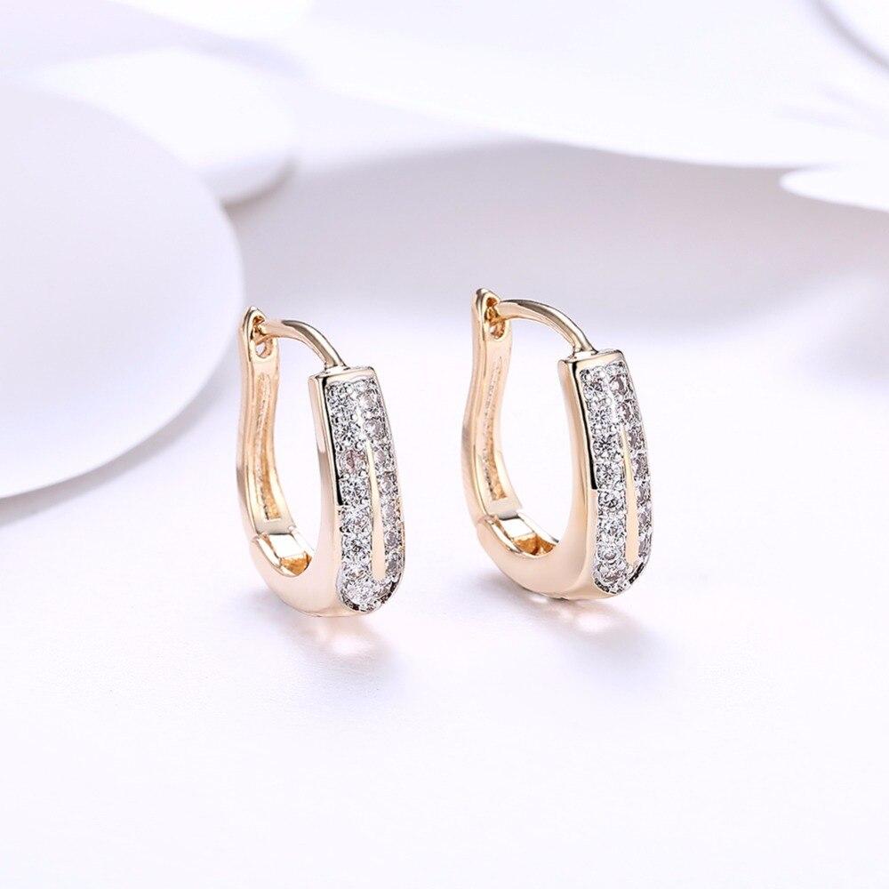 New Arrival Arrivals White Cubic Cubic Zircon Buckle Women Stud Earrings Female Rose Gold Color Color Earrings Femme Adorable Girl JewelryCute Stud