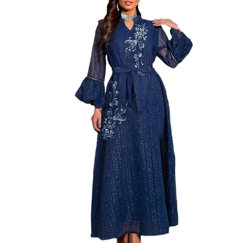 2025 Middle Eastern Muslim Women's Embroidered Dress - New Arabic Dubai Style Robe