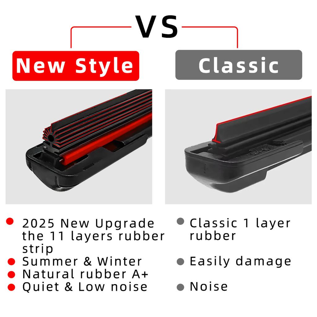 2025 NOWY styl wycieraczki samochodowe 11 warstw gumy przednia wycieraczka część akcesoria hak J górny zamek Pintab 14" 18" 20" 22" 24" 26"