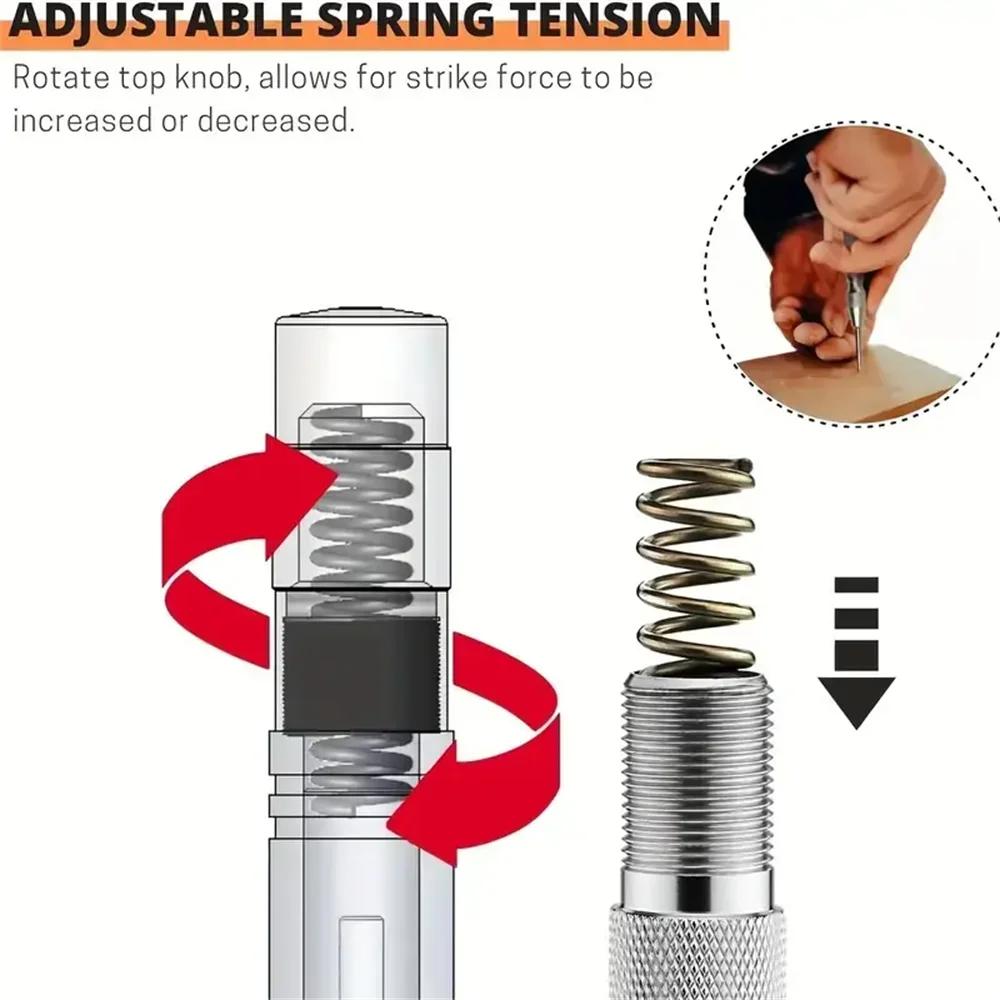 Automatic Center Punch Locator Adjustable Spring Impact Center Marker Scriber Tool For Woodworking Non-slip Punching