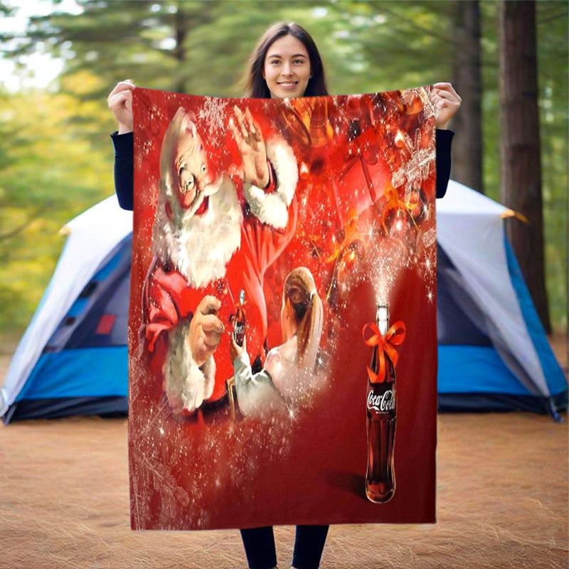 Christmas Gift Halloween Themed Cola Beverage Coca Cola Blanket Soft Home Furnishing Nap Decoration Four Seasons Warm Sherpa Blanket U18