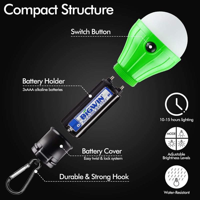 Camping Lantern Outdoor Light Battery Powered Lights Multicolor Waterproof Lighting Mini Portable Led Lamp Bulb Emergency Light