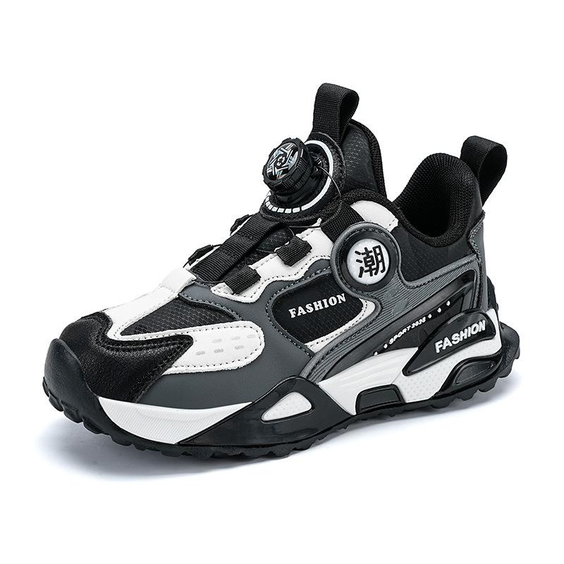 

2025 autumn new product leather surface children s sports running shoes rotating buckle outdoor students basketball classmates deodorant 39