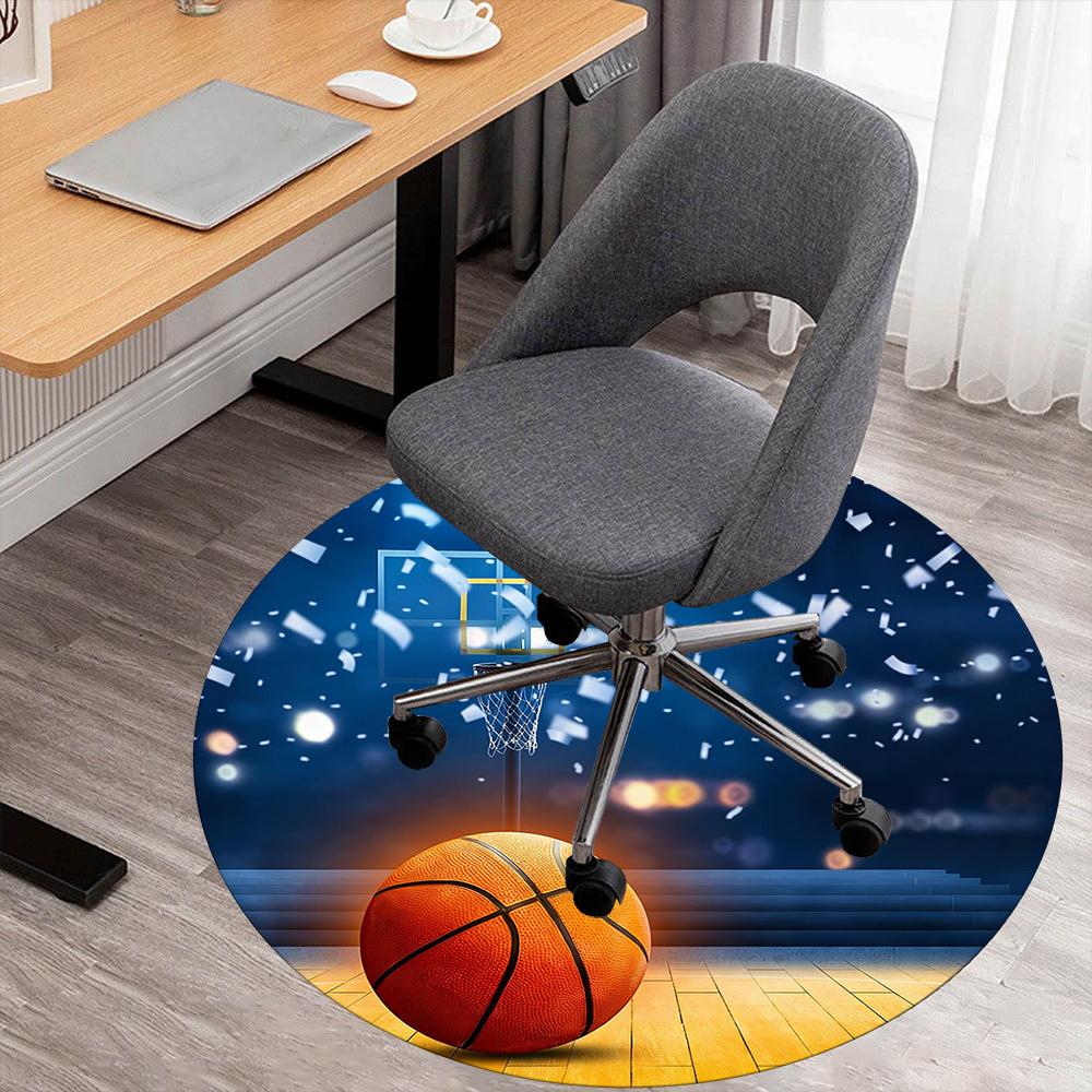 

1pc Basketball Court Round Chair mat office Area Rug - Non-Slip, Floor Mat for Office, Bedroom, and Indoor Decor p127237 80cm by 80cm