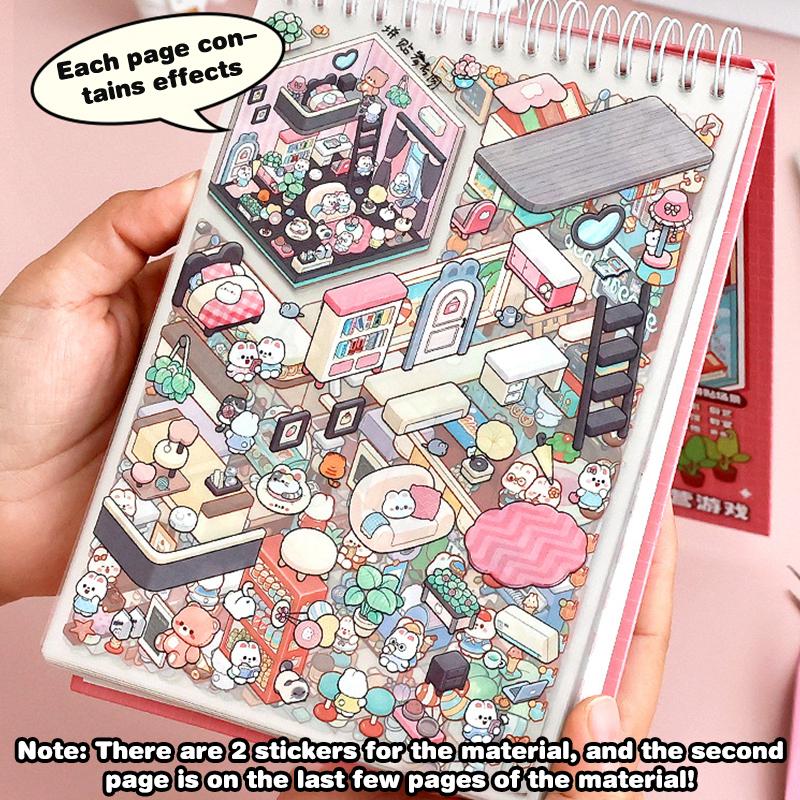 20 Sets 3D Sticker Scene With Material Book,Diy 3D House Stickers Set For Adults Room Stickeer Book For Adults Kids