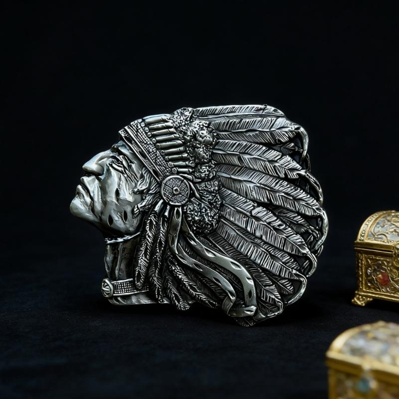 Western Styles Belt Buckle with Indian Tribal Pattern For Casual And Formal Wear Women Men Unisex Belt Clasp Accessory