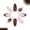 24Pcs Autumn Winter French Tip False Nail Black White Coffee Glitters Press On Artificial Nail Reusable