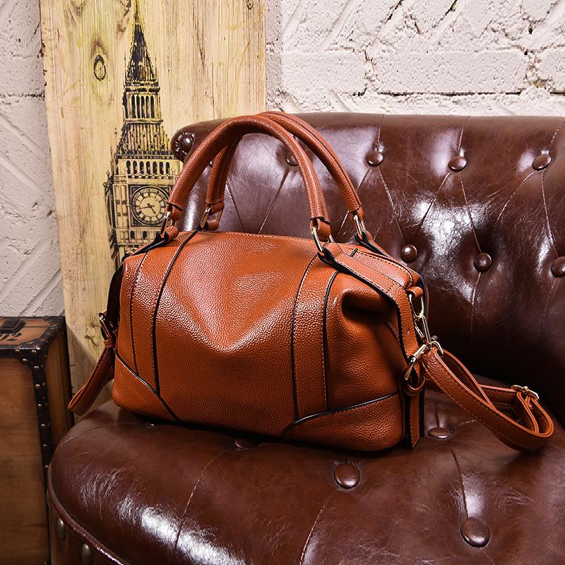 Simple and Versatile Large Capacity Genuine Leather Shoulder Bag Cowhide Commuter Ladies Diagonal Bag