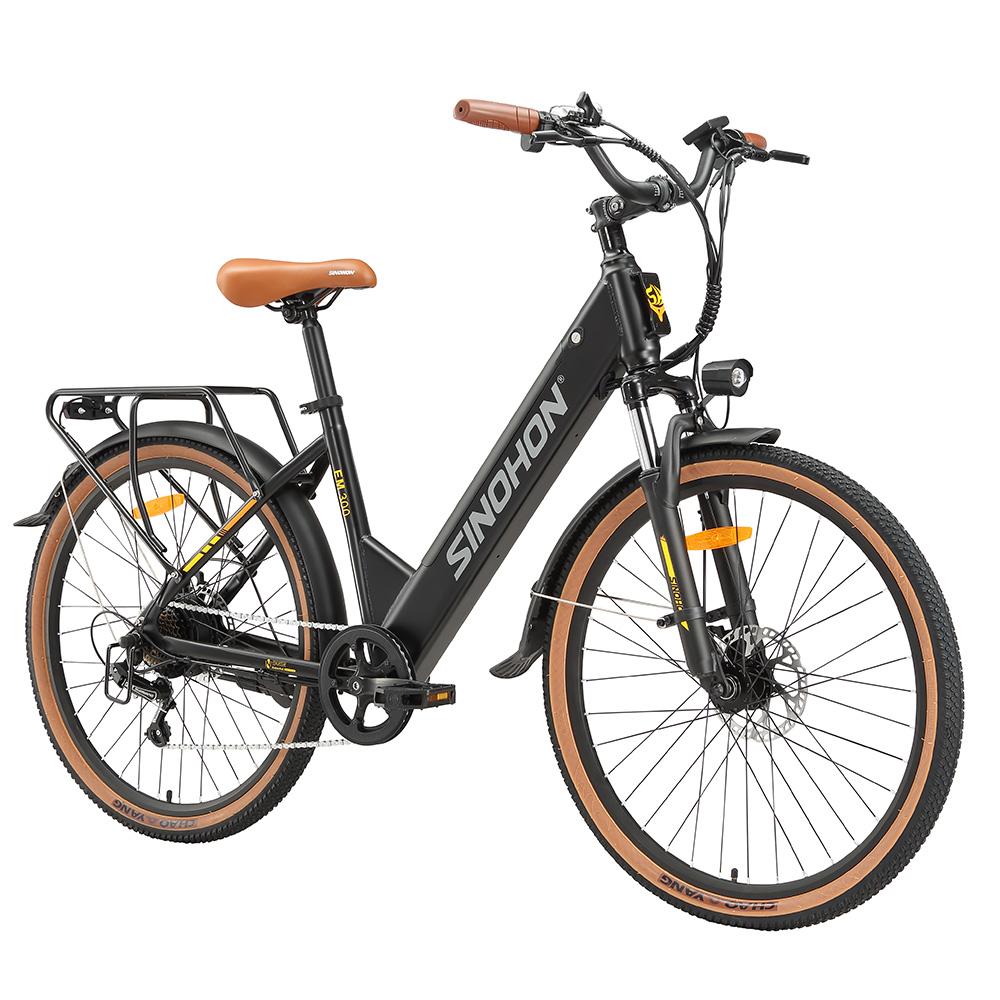 SINOHON EM300 26  City Commuter E-Bike mit 36V 15,6Ah abnehmbarem Akku braun