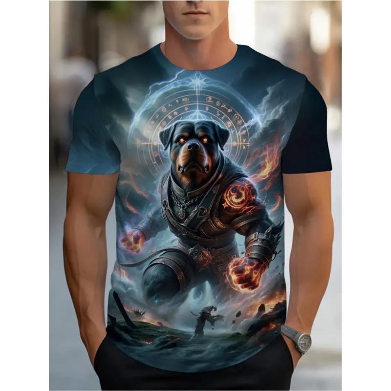 

Мужская повседневная футболка с круглым вырезом и 3D-принтом для лета, легкая, дышащая, модная, универсальная, не стесняющая движений, с принтом собаки XS