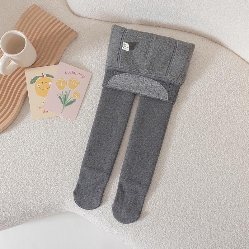 Children's Winter Fleece-Lined Cotton Leggings with Hip-Lifting Lambskin, Warm Nine-Point Design