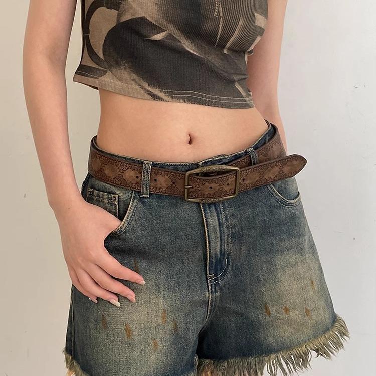American Retro Belt Women'S Ethnic Style Belt With Jeans Belt Premium Brown