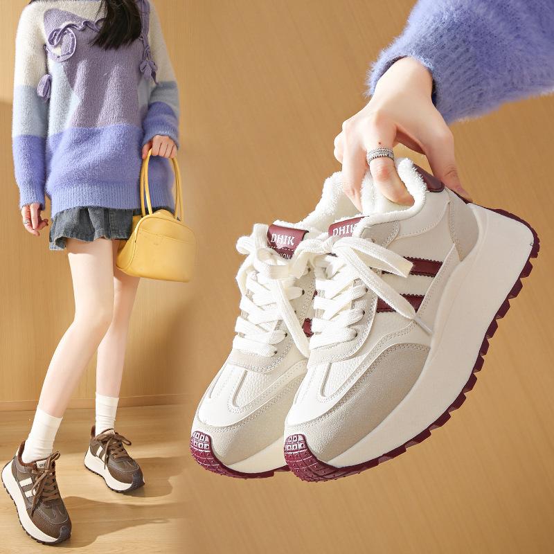 ins Korean version of the new velvet Forrest Gump shoes for women's 2025 winter student running sports platform leisure BN022-1