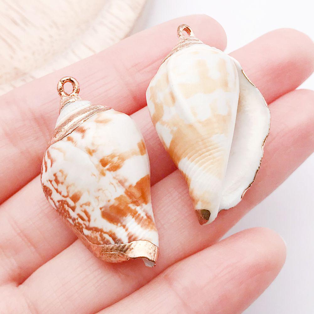 White & Yellow Electroplated Ocean Shell Conch Pendant Charm for DIY Jewelry