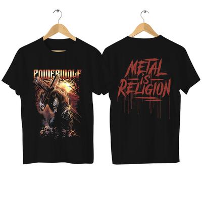 Heren Powerwolf Print T-shirt Casual "Via Dolorosa" Print Shirt Oversized Comfortabel Ademend Streetwear Grafische T-shirts