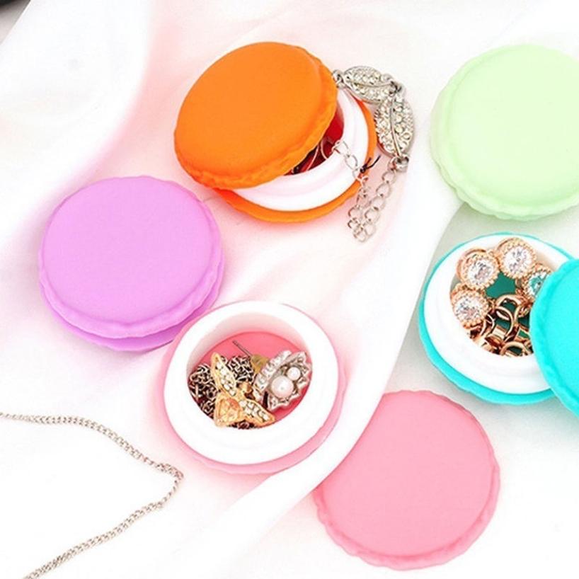 1 Pcs Random Color Cute Cake Shape Jewelry Storage Box Mini Macaron Case For Necklace Earring Jewelry Organizer
