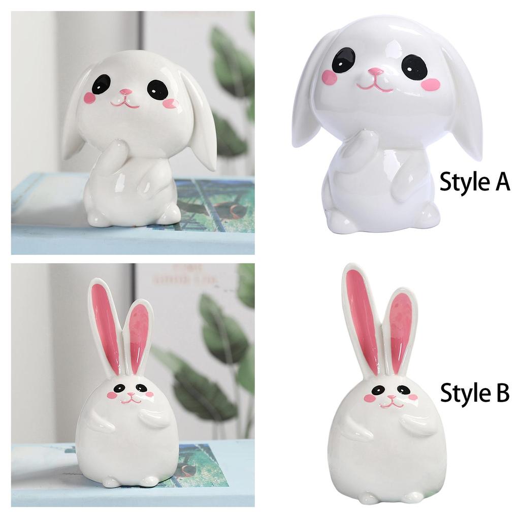Ceramic Piggy Bank Rabbit Statue Money Bank for Children Girls Birthday Gift