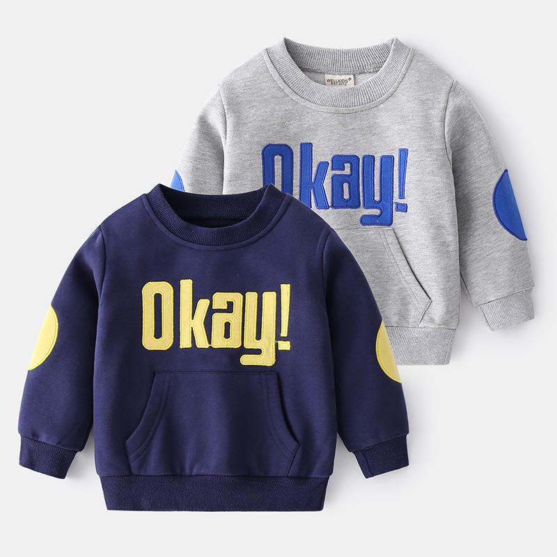 Boys Letter Print Sweatshirt Crewneck Long Sleeve Casual Pullover Fashion Top Clothing for Toddler and Kids