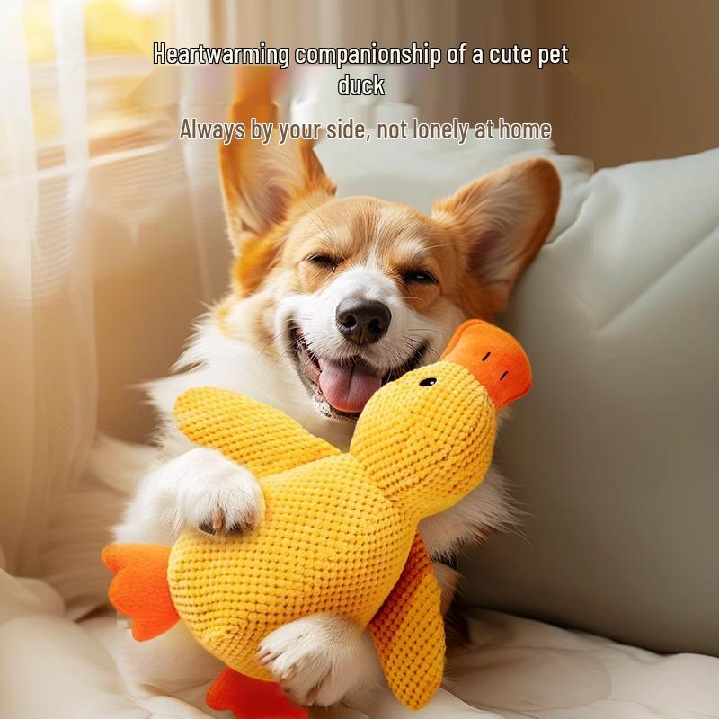 Indestructible Plush Dog Toy: Bite-Resistant Yellow Duck Companion
