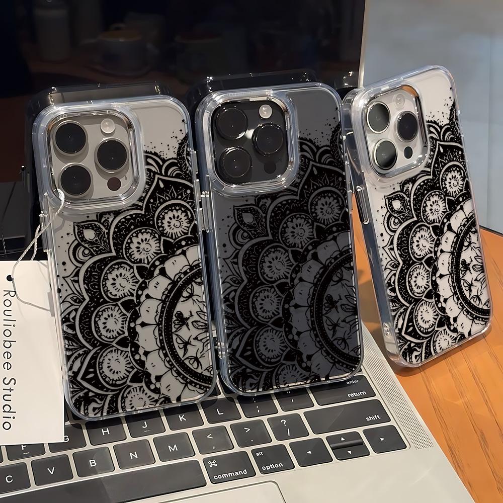 Boho-Mandala-Muster Handyhülle Für iPhone 17 Air 16 16E 15 14 13 12 11 Pro Max 17E Plus Chiffon-Textur Rückseite