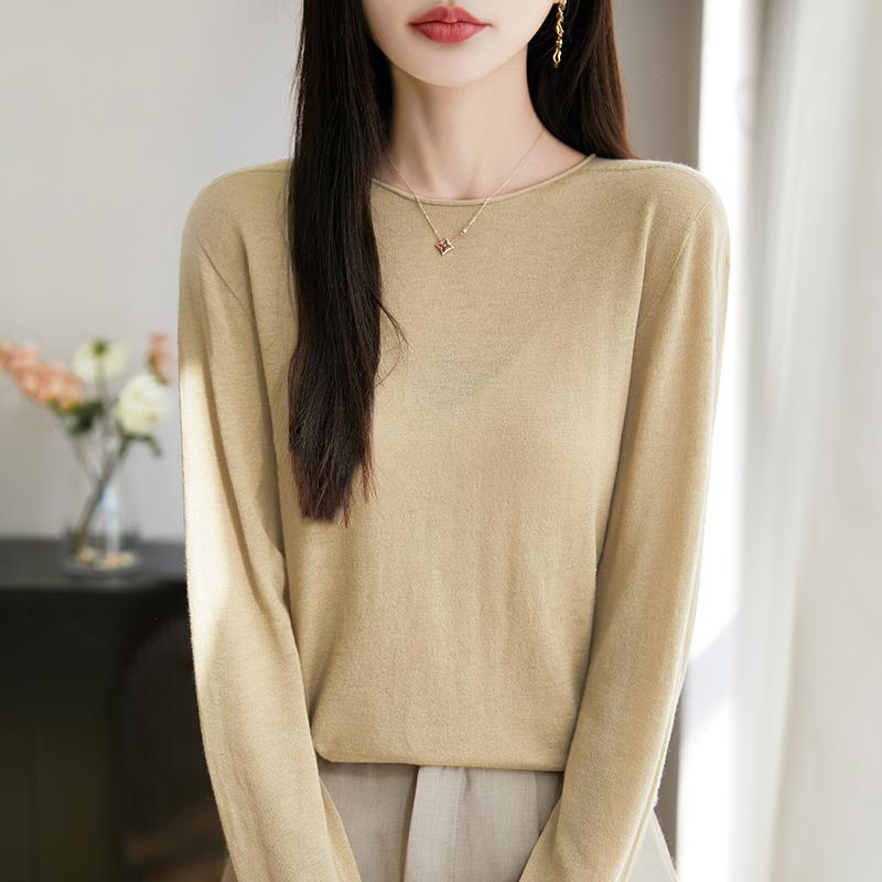 Dámský celoroční svetr z 50% vlny a 50% hedvábí | Lehký teplý pulovr z příze | Luxusní úplet z kašmírového hedvábí