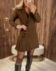 2025 European-American Pleated Suit Dress: Women's Autumn Long-Sleeved Elegant Style