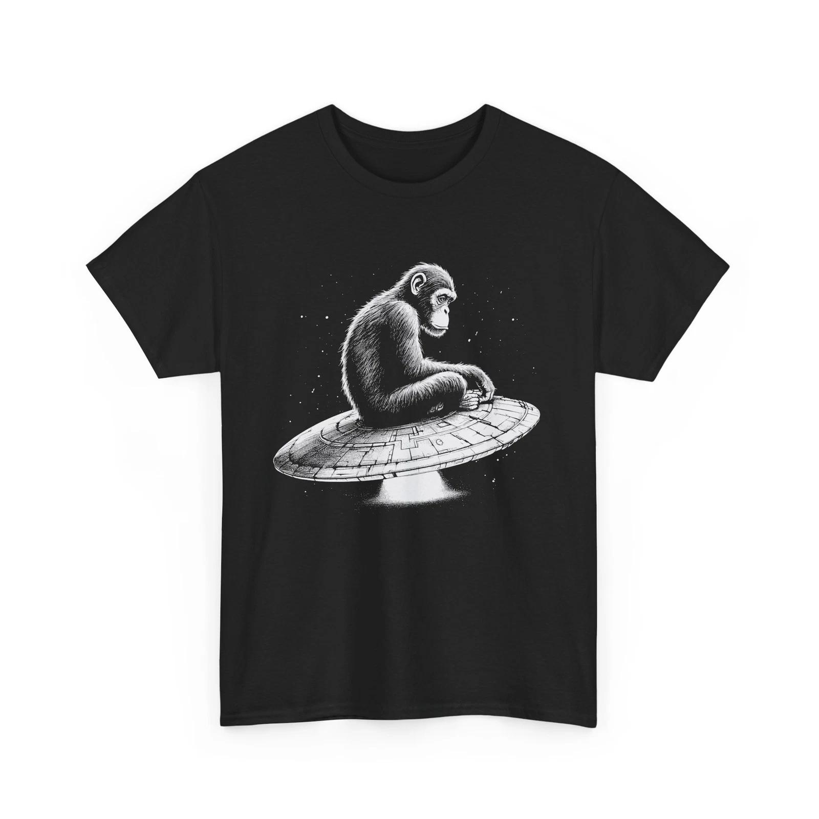 Alien Galaxy T-Shirt | UFO Graphic Tee | Monkey in Space Shirt XL