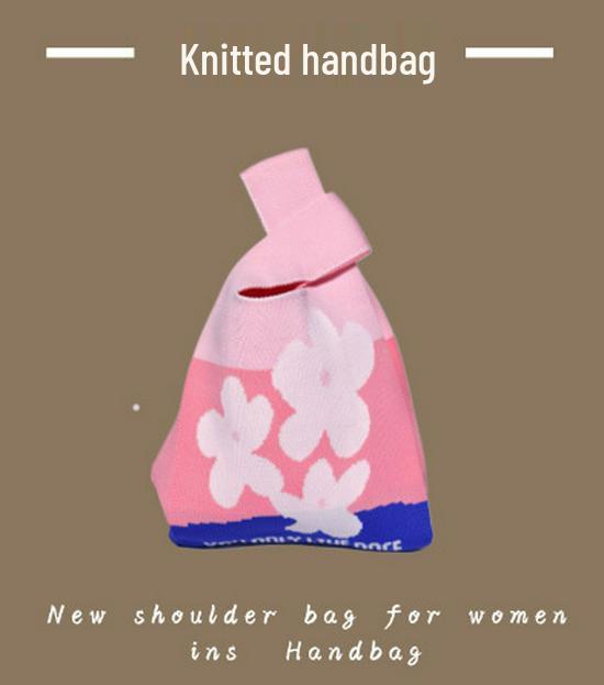 Japanese Knitted Handheld Wristlet Handbag for Stroller Pushing and Commuting