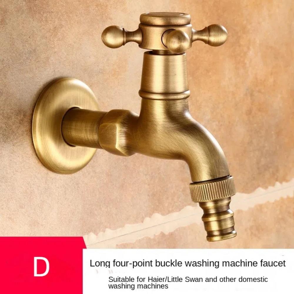 Crane Antique Brass Water Tap Long Faucet Tap Vintage Single Handle Faucet  For Washing Machine